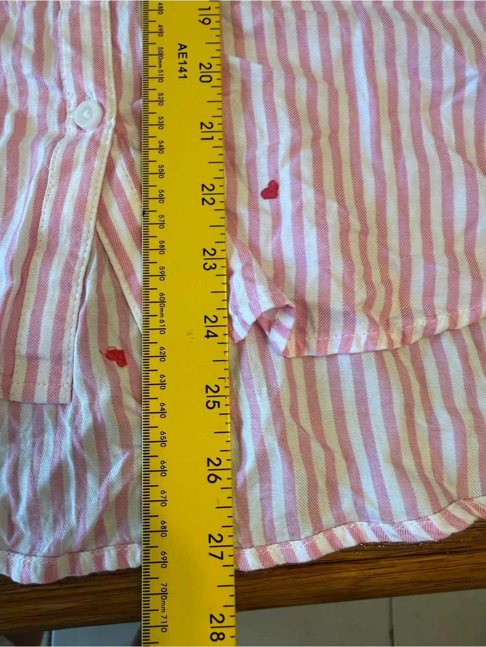 BeachLunchLounge Pink White Striped Heart Embroidered Button Down Shirt small - Picture 8 of 9
